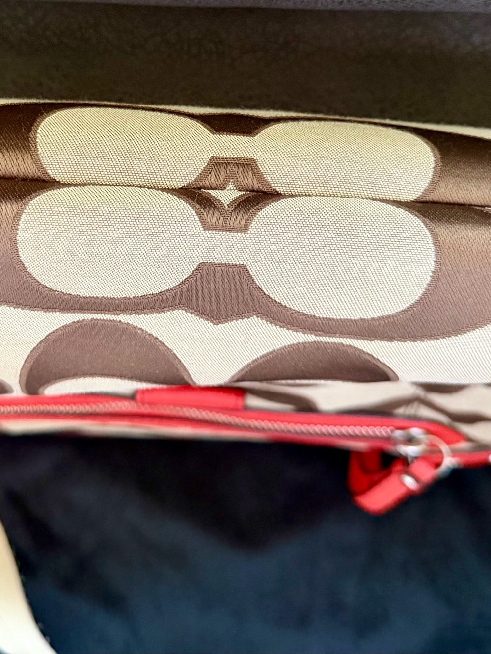Coach Brown Logo Crossbody with Red Trim - Picture 5 of 7
